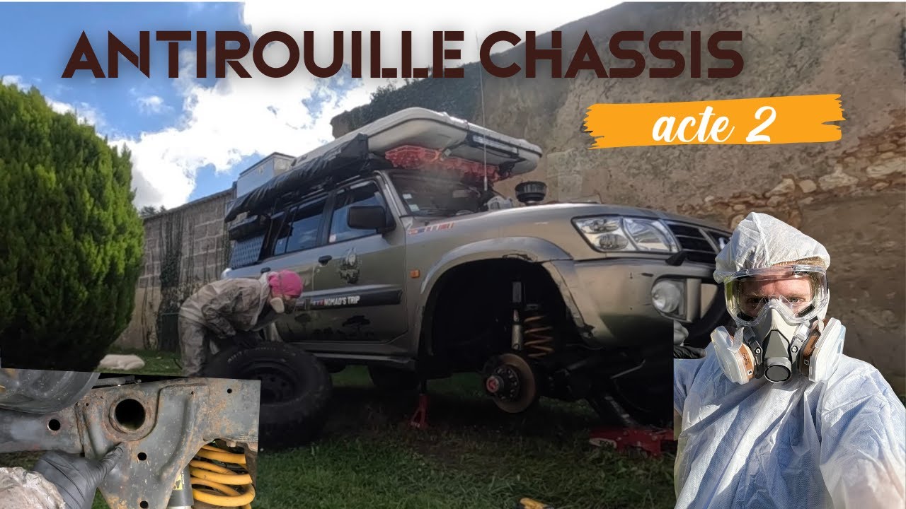traitement Rouille châssis 4x4 sur un patrol au rustol et peinture raptor #rouille #vanbuild
