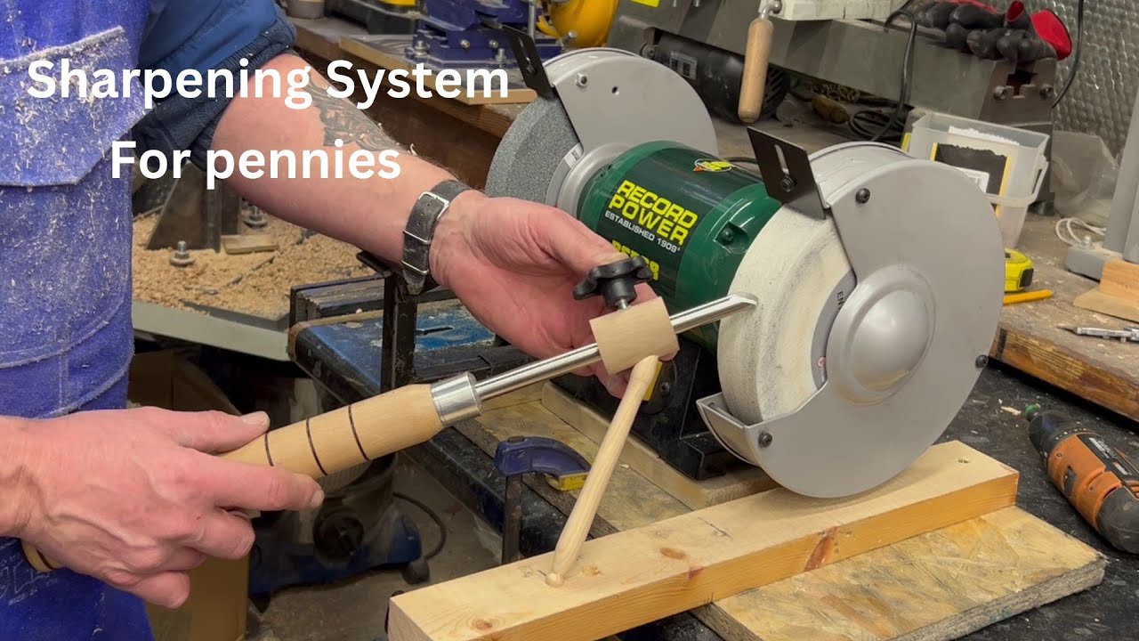 Woodturning. Sharpening system for pennies