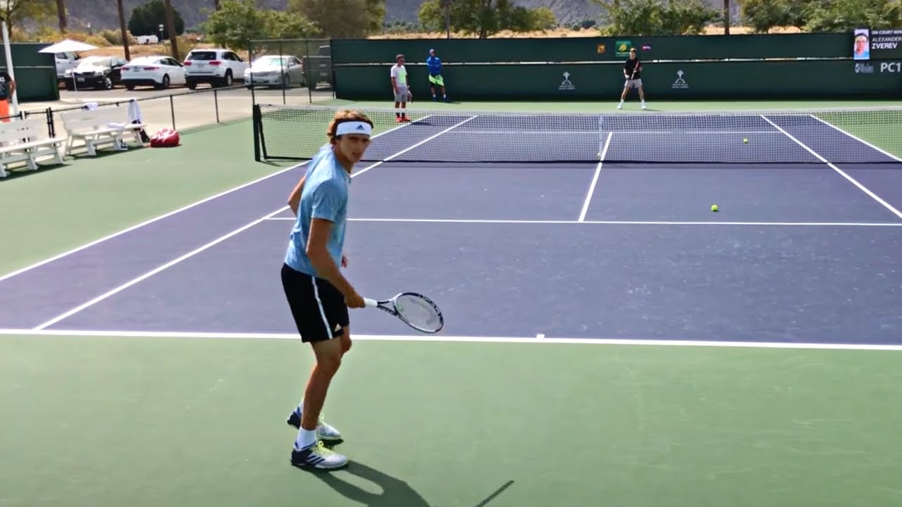 Alexander Zverev & Andrey Rublev | IW Practice (Court Level 60fps)
