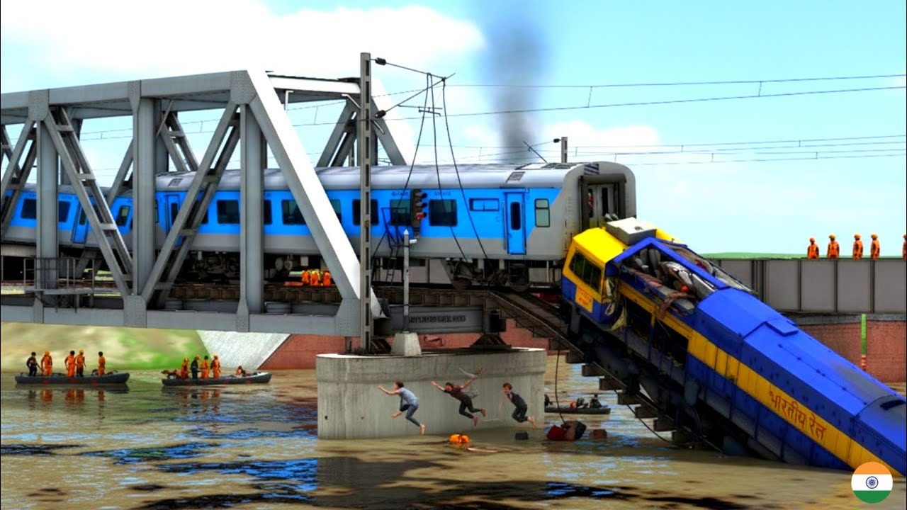 WDM-3D vs Broken Bridge 😳 #train #trains #railway #trainsimulator
