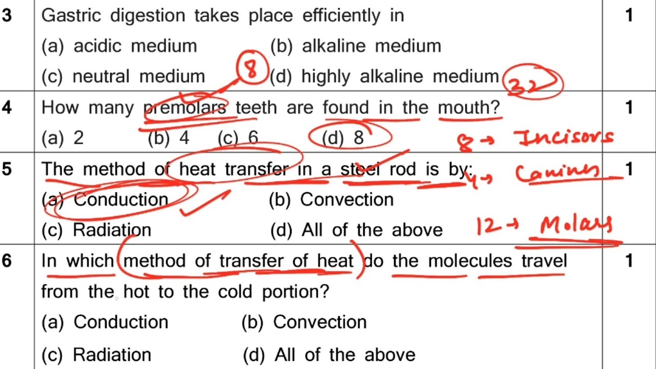 Half Yearly Exam Question Paper / Class-7 SCIENCE /2023 Sample Paper For Kendriya Vidyalaya Students
