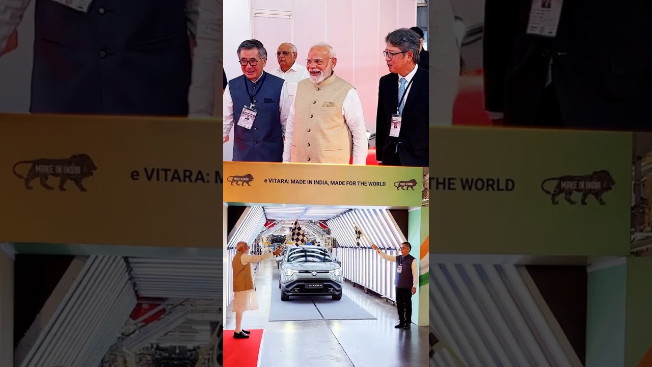 PM Modi flags off Made in India EVs from Suzuki's Hansalpur plant in Gujarat | #shorts