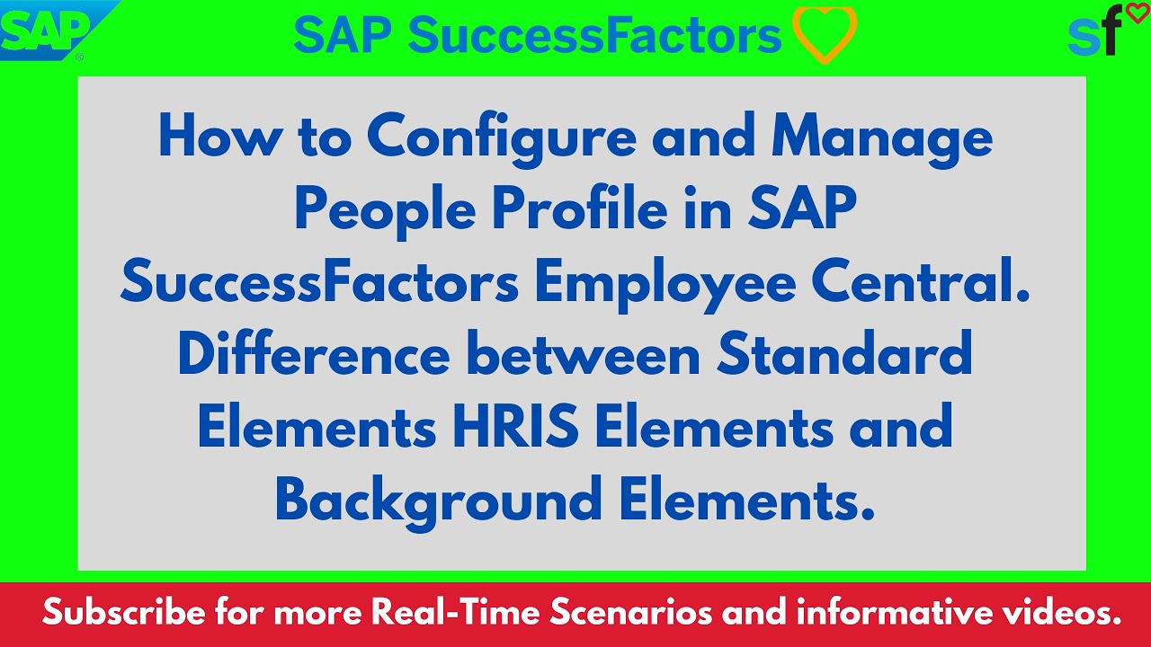Настройка профиля персонала в SAP SF-EC | Разница между стандартными, HRIS и фоновыми элементами ...