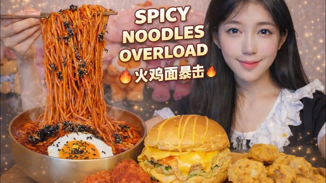 🔥 Sticky Spicy Fire Chicken Noodles Mukbang 🍜 粘糊火鸡面 一口就上瘾 😍