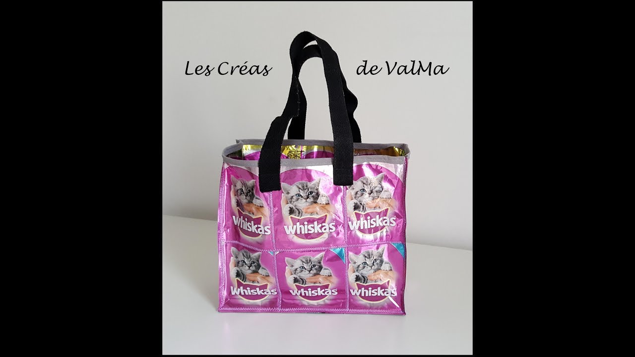 Sac cabas avec récupération de sachets de nourriture pour chat ou autre - Tuto couture ValMa