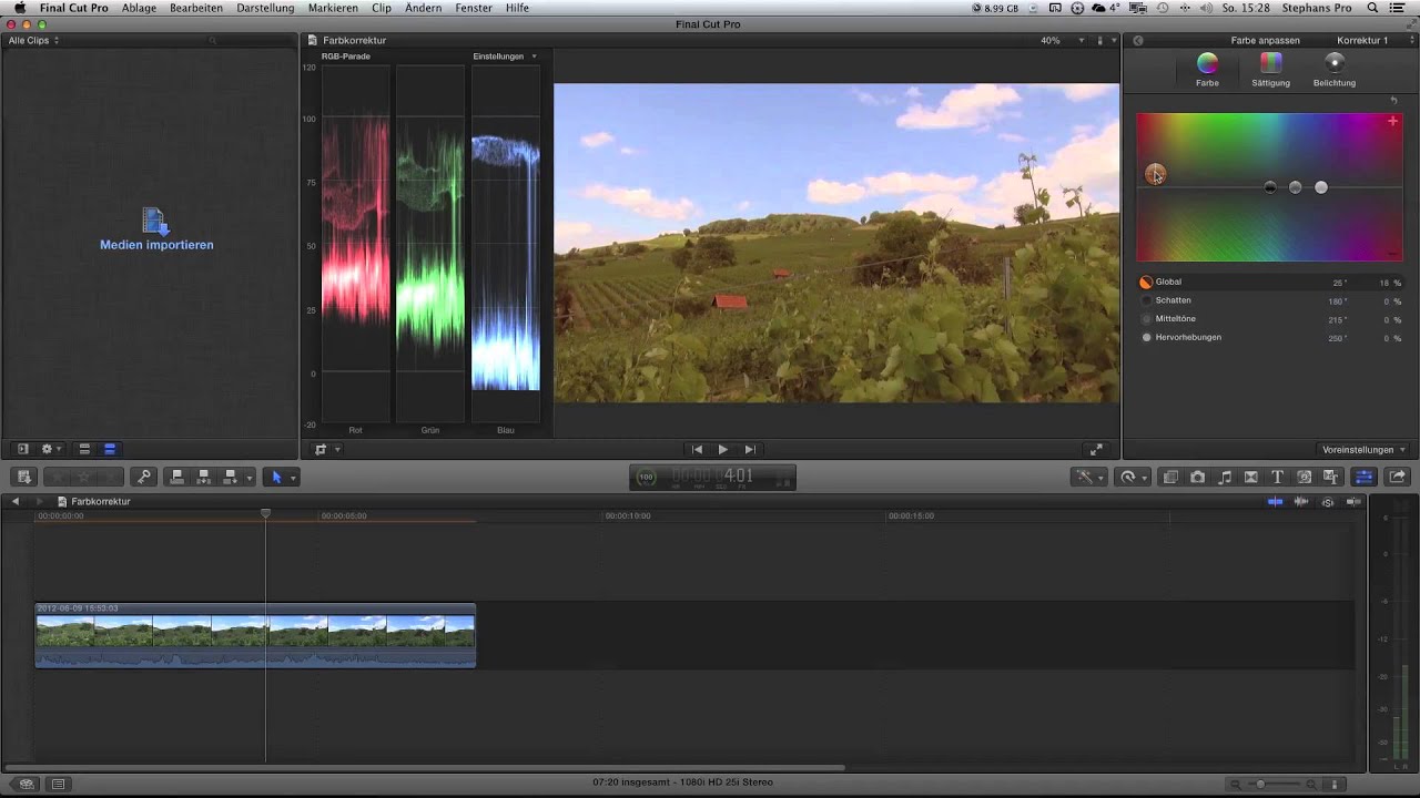 Final Cut Pro X Farbkorrektur Tutorial Color Correction