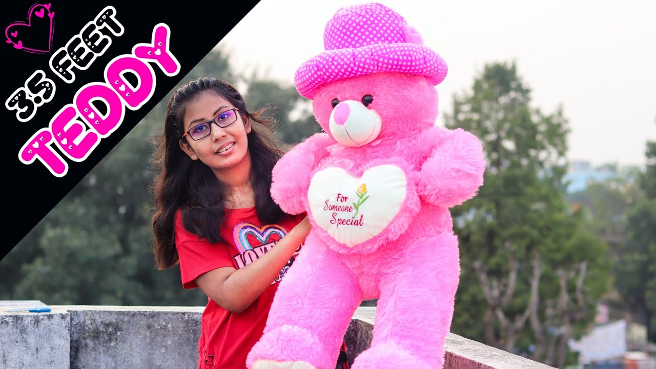 3.5 Feet Pink Teddy Bear | Huggable Soft Teddy | Giant Life Size Pink Teddy | Huge Teddy Bear Unbox