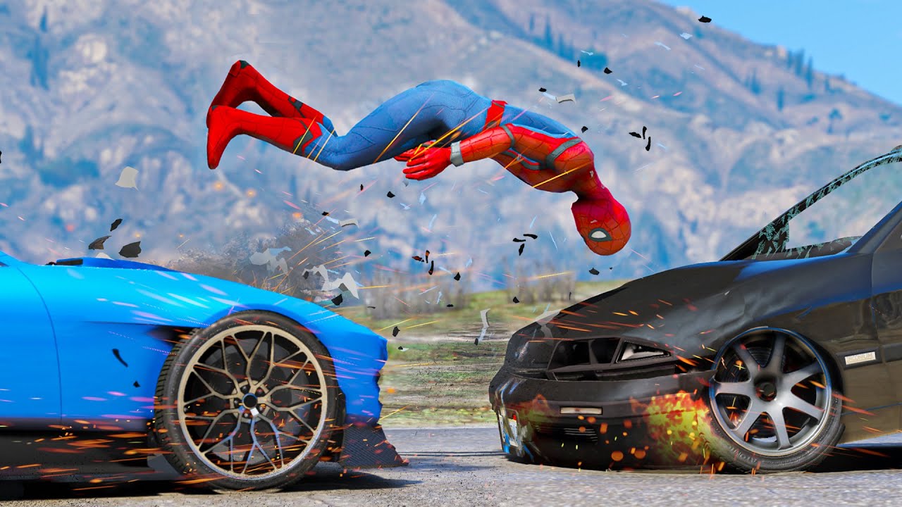 GTA 5 Spiderman Car Crashes - Spider-Man Ragdolls #3 (Euphoria physics)