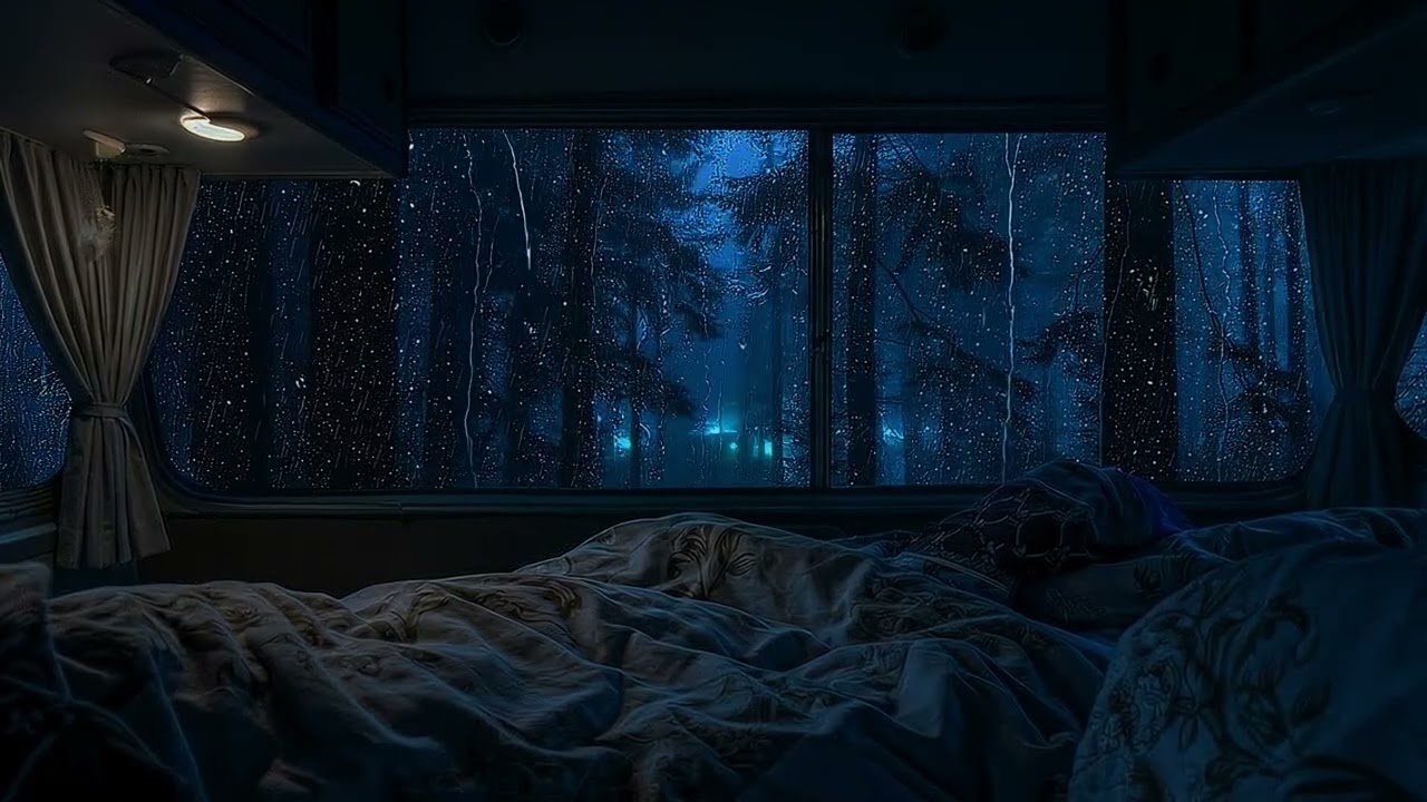 Rainforest Camping Ambience | Cozy Car Bed and Soft Rain Sounds for Deep Relaxation