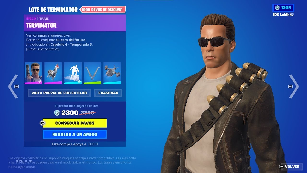 NUEVA SKIN *TERMINATOR* (ARNOLD SCHWARZENEGGER) NUEVA TIENDA FORTNITE HOY 29 DE JULIO *TIENDA HOY*