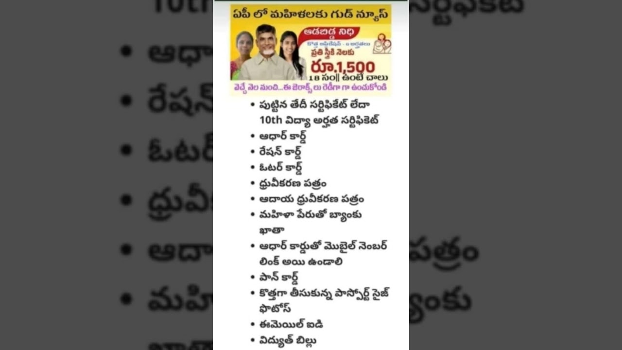ANDHRA PRADESH NEW SCHEME FOR LADIES  1500/- 👍 @sasipreetham9089 #shorts #viral