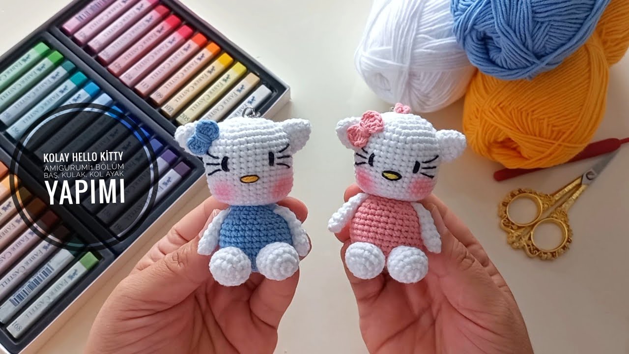 Kolay Hello Kitty Amigurumi | 1. Bölüm | Baş, Kulak, Kol & Ayak Yapımı 🧶💕