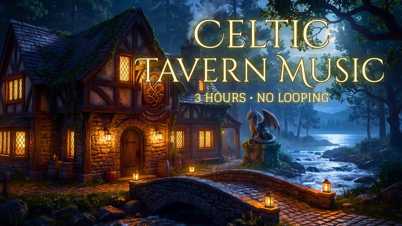 The Dragon's Rest Tavern | 3 Hours of Relaxing Irish & Celtic Melodies and Medieval Fantasy Ambience