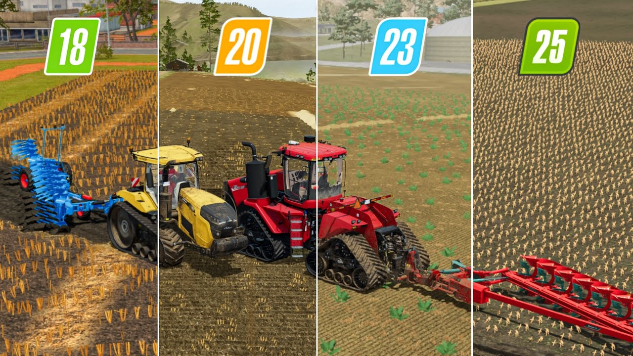 Fs18 Vs Fs20 Vs Fs23 Vs Fs25 | Plowing (Deformation) With Case & Challenger | Timelapse
