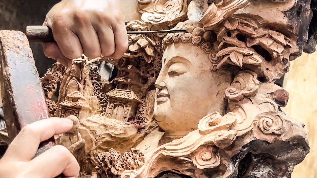 Wood carving design/Wonderful Buddha carving design art