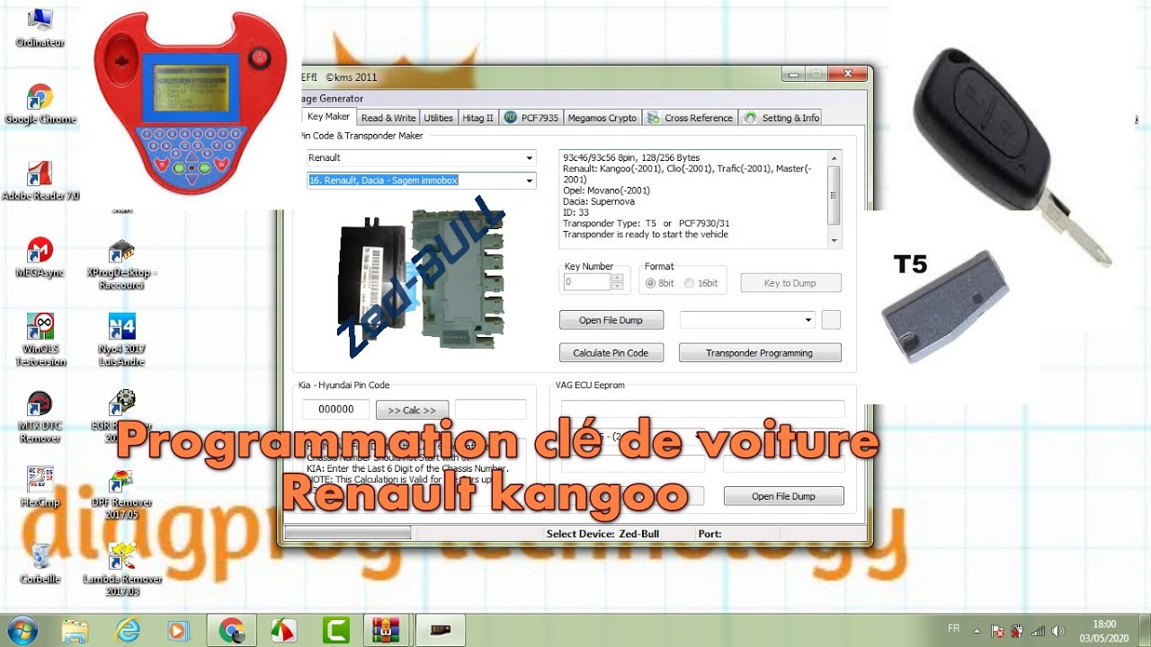 Programmation clé de voiture Renault kangoo كيفية برمجة مفتاح جديد للسيارة