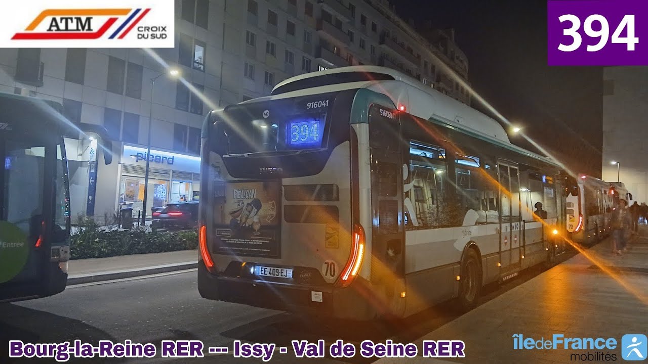 Bus 394 ATM - Urbanway 12 Hybride N°916041 Bourg-la-Reine RER --- Issy - Val de Seine RER 