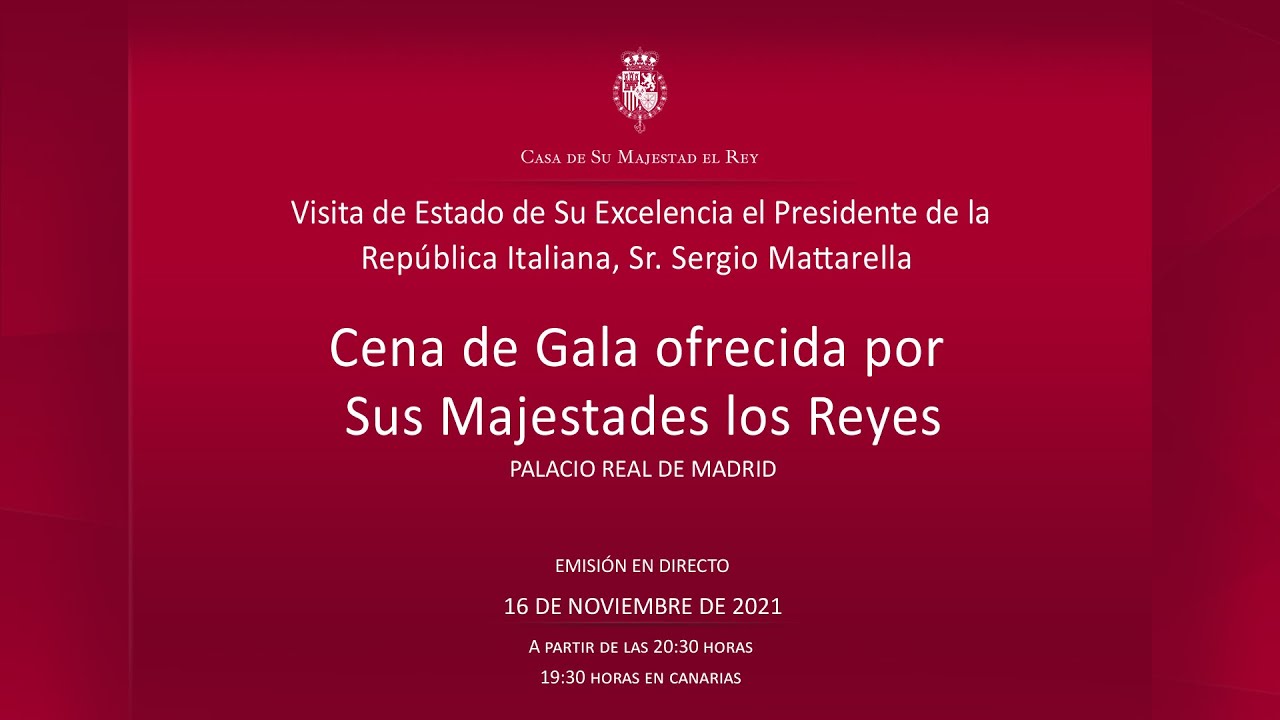 SS.MM. los Reyes ofrecen una cena de Gala en honor de S.E. el presidente de la República Italiana