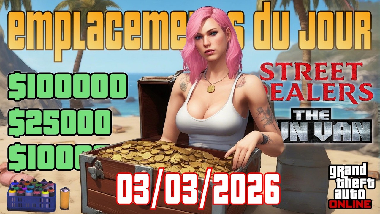GTA Online - Emplacement des coffres, épave, malles, dealers, caches, Gun Van, Tags (03/03/26)