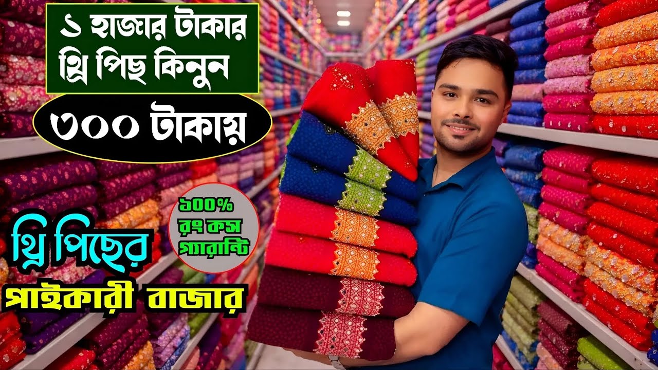 অর্ধেকের চেয়ে কমদামে পাইকারী থ্রি পিছ কিনুন মাধবদী বাজার থেকে| wholesale three piece market