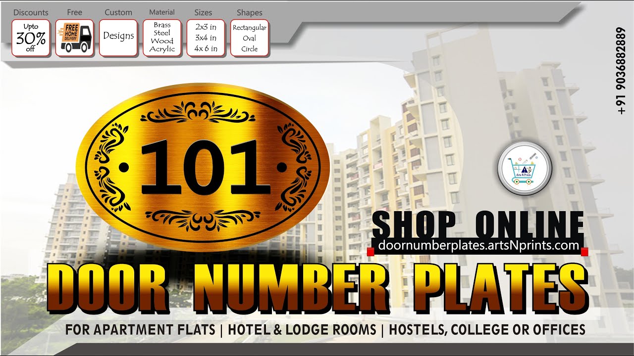 Shop online Custom Made Room Number Plates for Door | Hotel, Lodges, Hostels, PG, Apartment flats