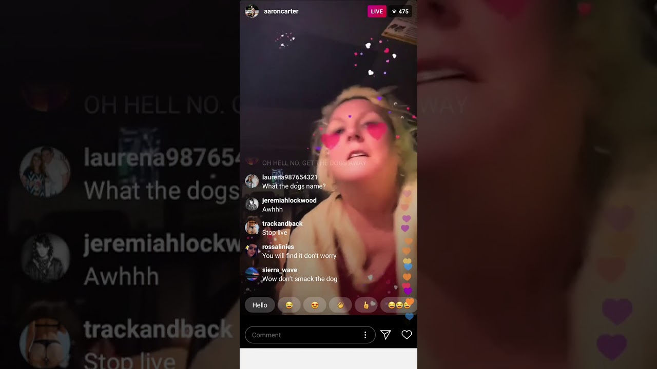 Aaron Carter IG Live with Jane Carter. Jane hits her dog (Nov 14 2019)