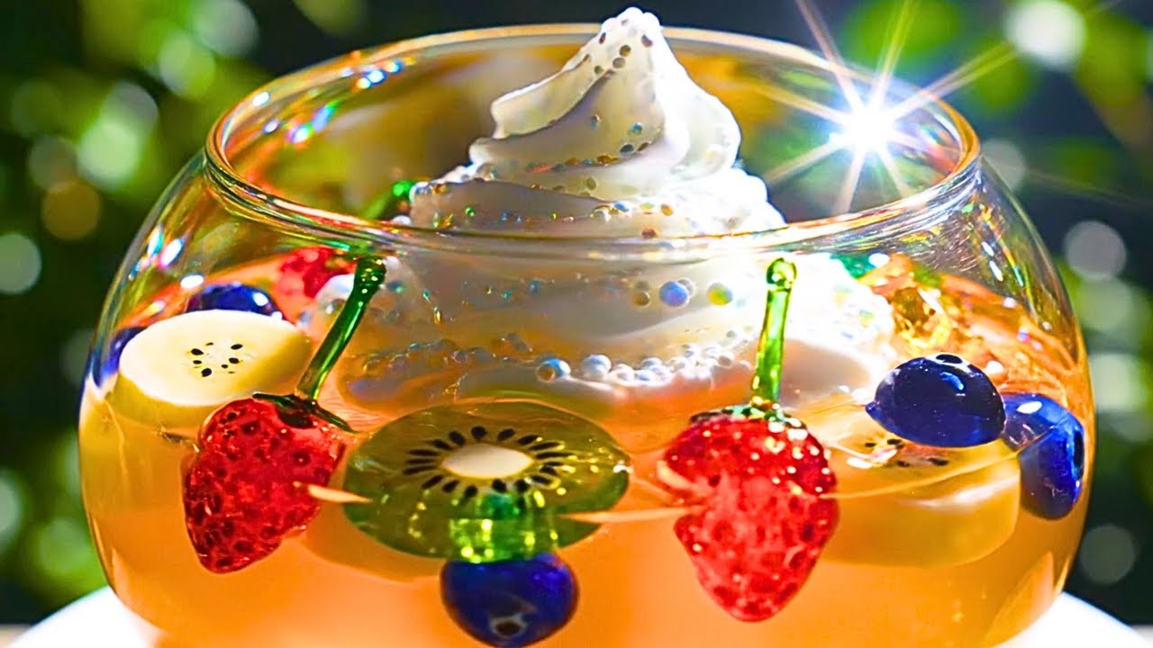 【透明フルーツサラダをスプーンで食べる音がヤバすぎる✨】ガラスがキラキラ輝くASMR