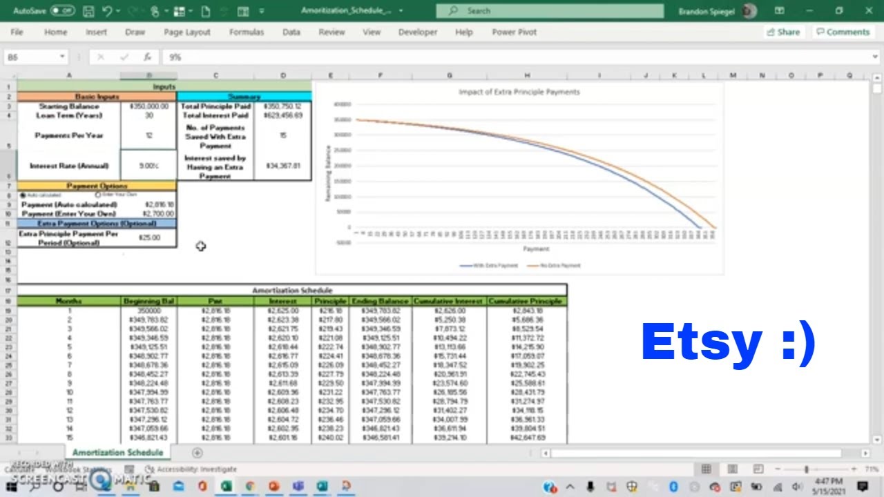 I've Started Selling Excel Templates on Etsy! A Fancy Expense Tracker and Loan Amortization Schedule