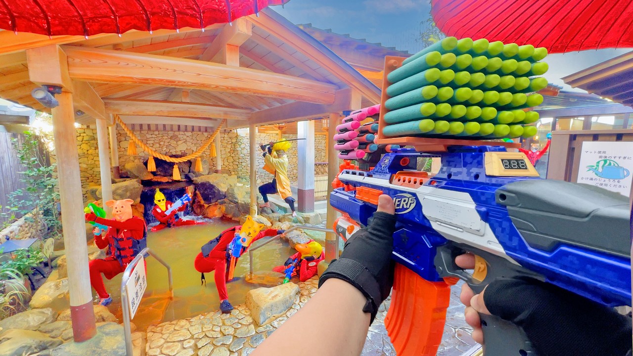 Война с бластерами Nerf | Битва в парке развлечений 147 (Шутер от первого лица с бластерами Nerf)