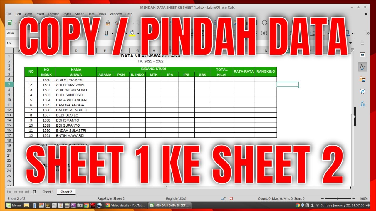 Cara Copy / Pindah Semua Data Dari Sheet 1 ke Sheet 2 Paling Mudah