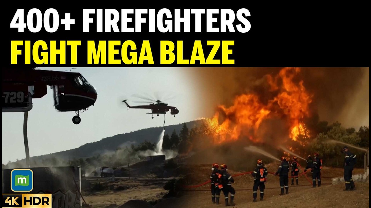 Greece Wildfire: Flames Threatening Homes, Water Bombers Race To Douse Raging Fire | N18G | 4K