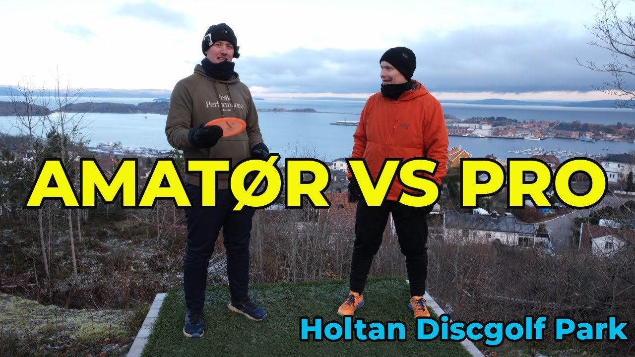 Amatør (Discgolferen) vs Pro (Markus Fjørtoft) på Holtan discgolf park i Horten.