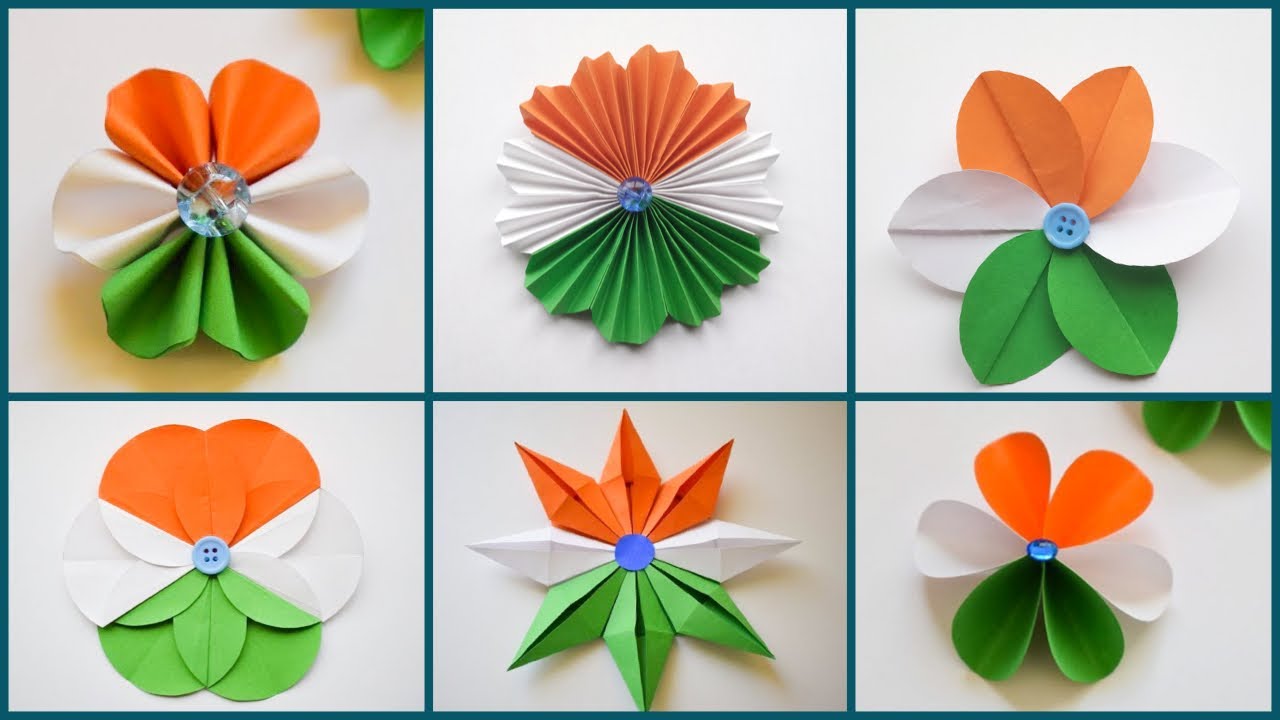 6 Easy Tricolor Paper Flowers | Craft Ideas for Independence Day | Tricolor Craft Ideas with Paper