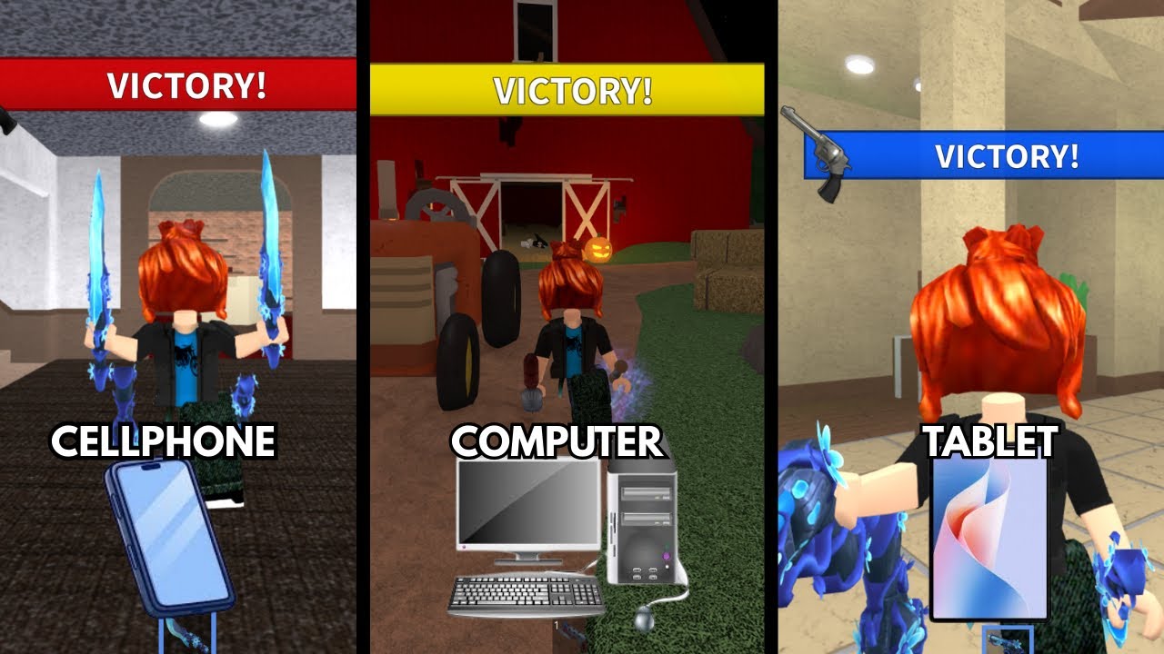 Playing Mm2 in 3 Different Devices as a Bacon…