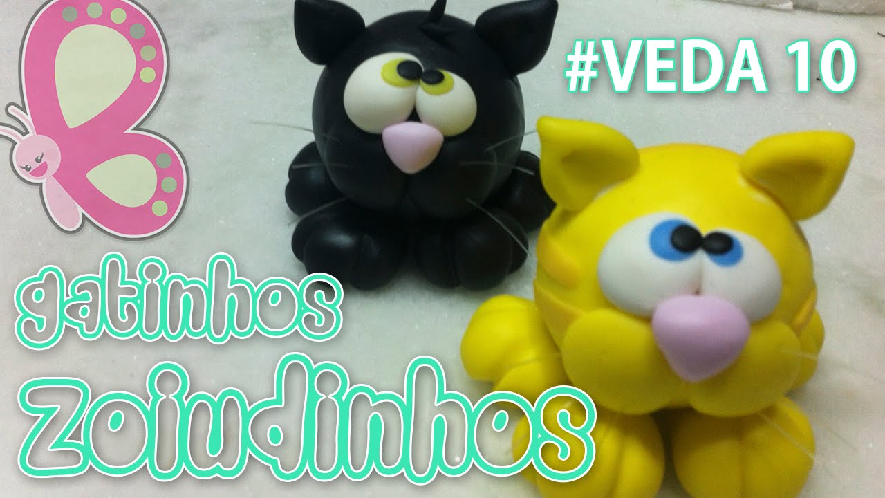 Gatinhos Zoiudinhos - Porta recado em Biscuit - Sah Passa o Passo - #VEDA 10