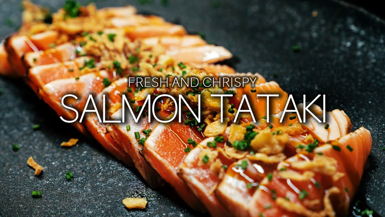 Salmon Tataki Carpaccio (サーモンたたき) Japanese Izakaya food