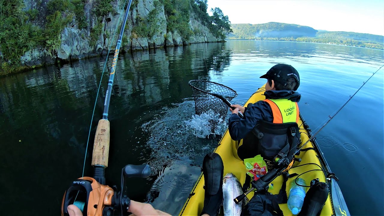 Big rainbow trout from Lake Rotoiti jigging  #Daiwa #LakeRotoiti #vikingkayaks #Troutjigging