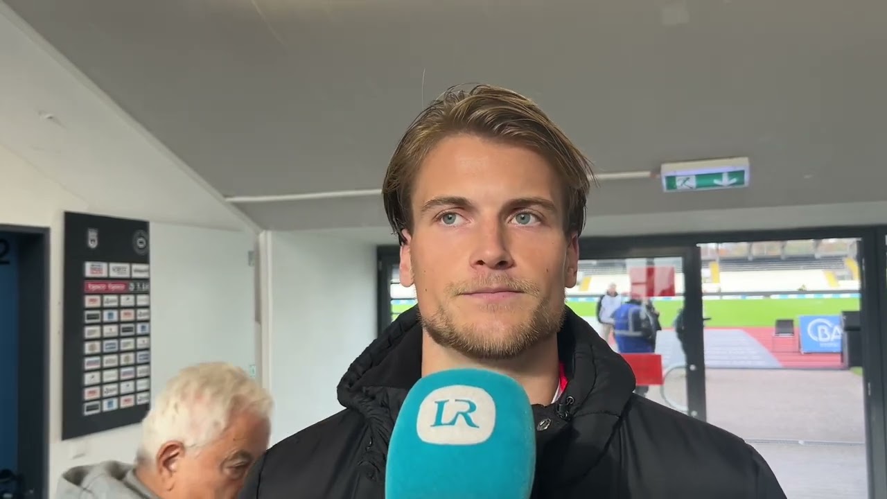 Moritz Hannemann von Energie Cottbus nach dem Sieg beim SSV Ulm über Cigerci und RB Leipzig