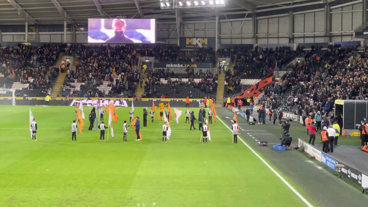 Fire and Light Show at Hull City football ground just before a match.
