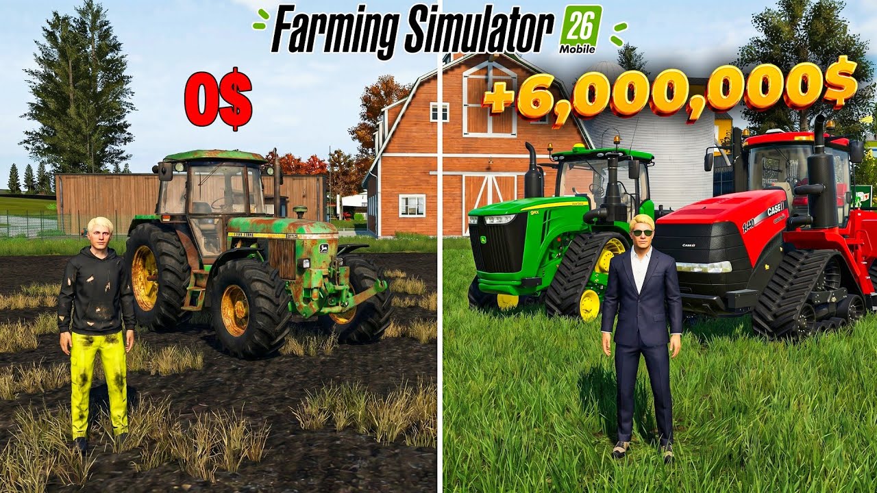 От 0 до 6 миллионов долларов всего за первые 15 часов в Farming Simulator 26 Mobile