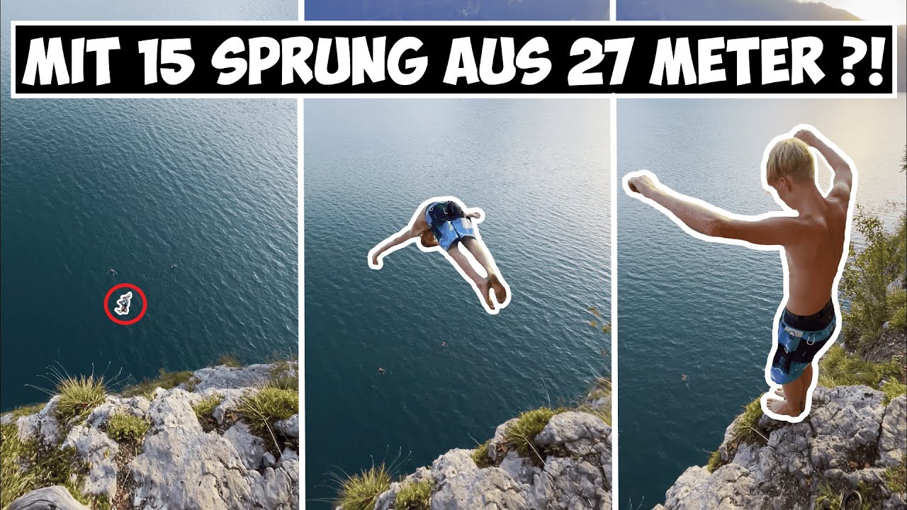 Er ist schonmal aus 27 Metern gesprungen?! Klippenspringen am Wolfgangsee + 17m Brücke springen