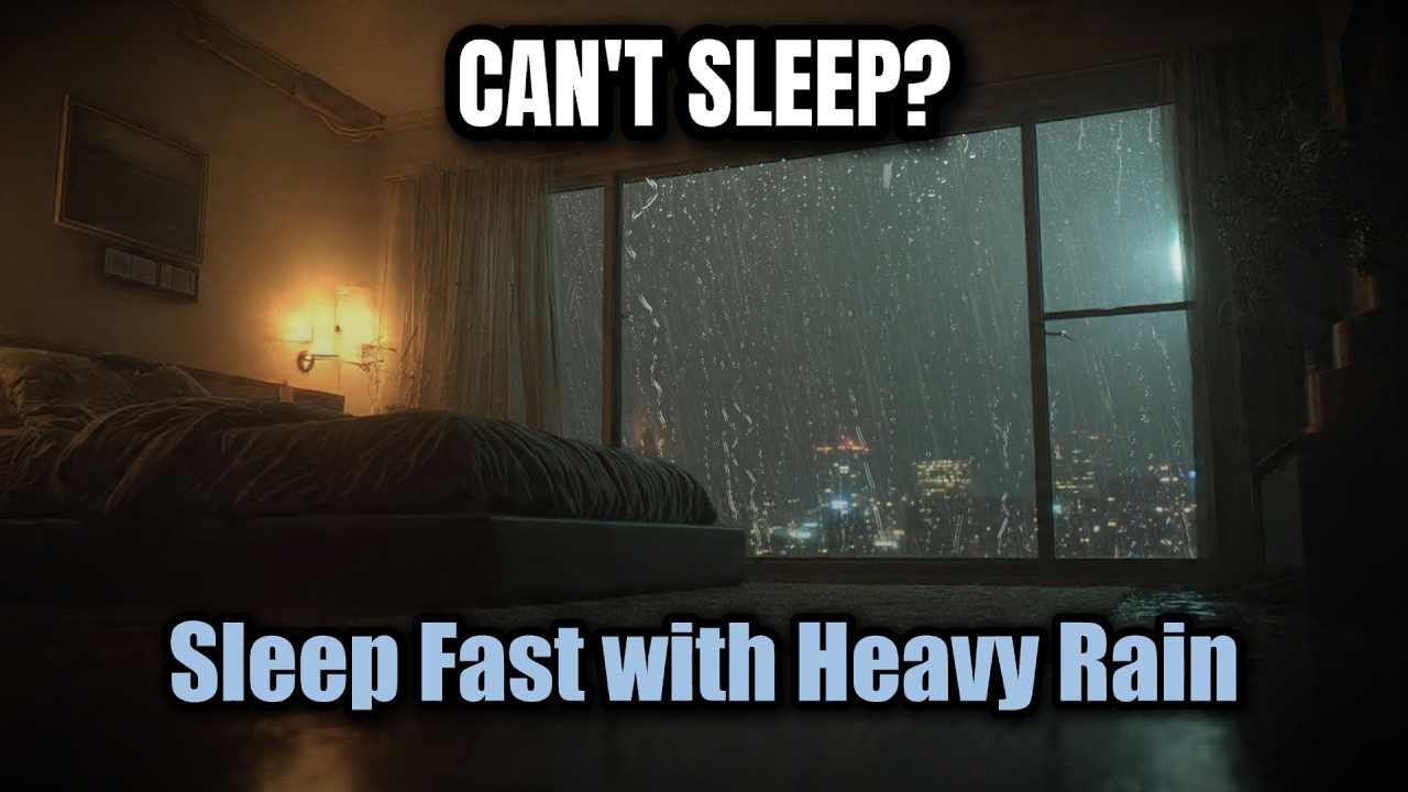 Heavy Rain Sounds in Cozy Bedroom to Beat Insomnia Fall Asleep 1 Hour