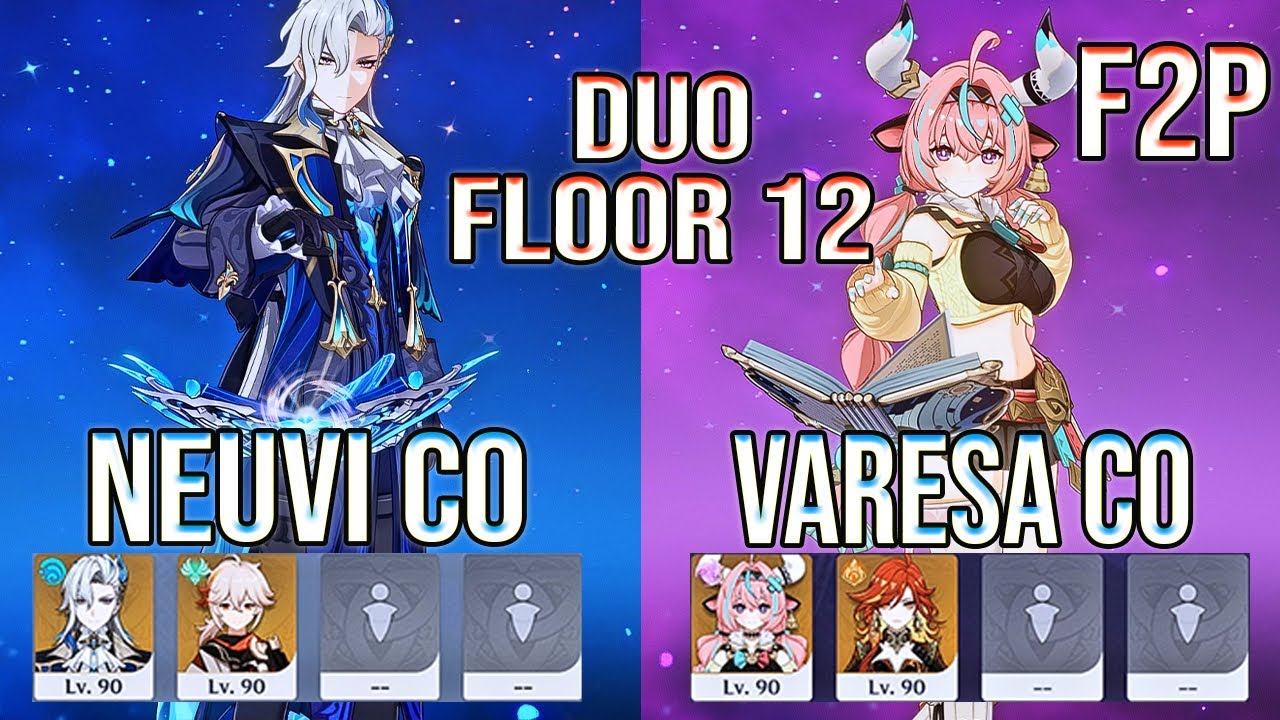 First Duo F2P Varesa C0 The Widsith & Neuvillette C0 R1 Spiral Abyss Floor 12 Genshin Impact