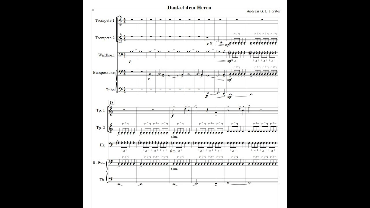 Danket dem Herrn (EG 333) - ein Choralvorspiel f&uuml;r Blechbl&auml;ser