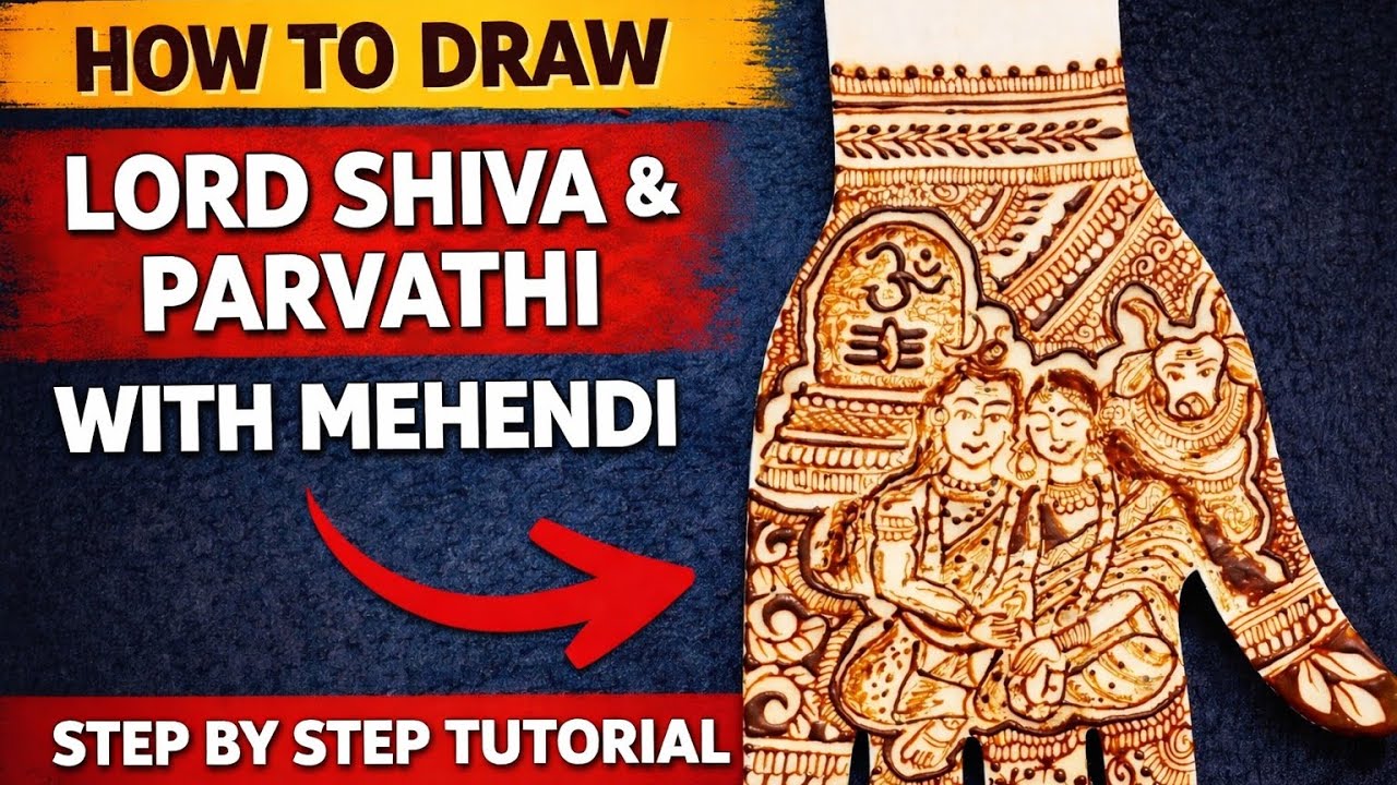 How to Draw Lord Shiva & Parvati with Mehendi | Step by Step Tutorial