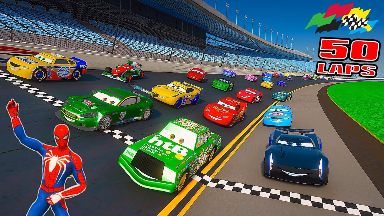 Race Pixar Cars Daytona 50 laps - 1 - Nigel Gearsley 2 Jackson Storm 3 Chick Hicks & Friends McQueen