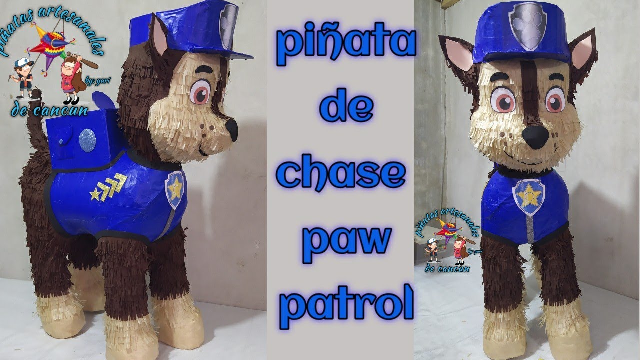Como hacer una PIÑATA de Chase de pawpatrol / piñata de paw patrol/ how to make paw patrol piñata