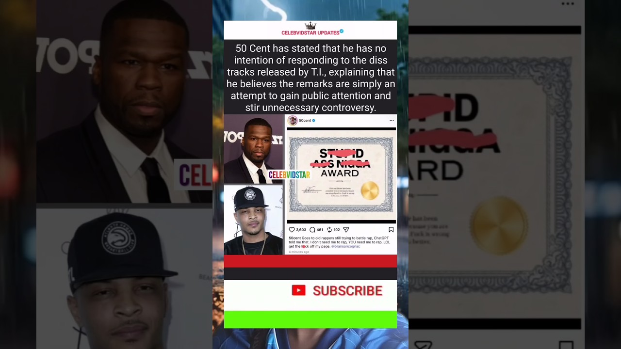 &ldquo;50 Cent Refuses To Reply T.i&rsquo;s Diss &mdash; Calls It Attention Seeking!&rdquo;🔥