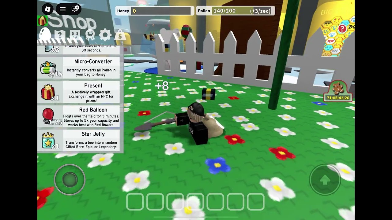 Me playing bee swarm simulator for the first time!