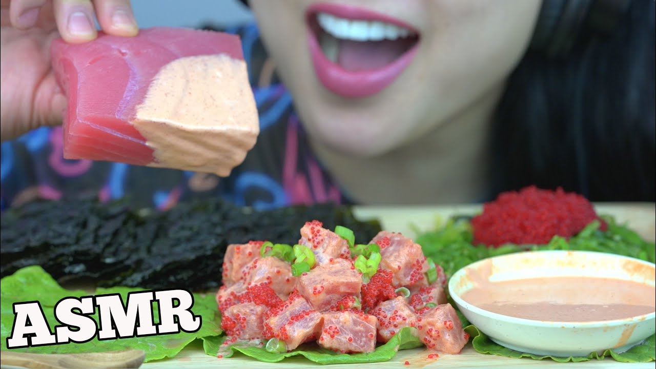 ASMR TUNA SASHIMI + TOBIKO EGGS (CRUNCHY EATING SOUNDS) NO TALKING | SAS-ASMR